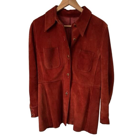 Vintage suede‎ jacket 70’s rust red - Picture 4 of 12